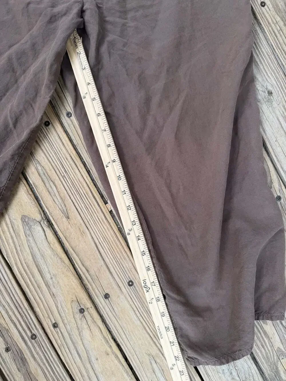 Homefrocks Brown Linen Elastic Waist Wide Leg Cropped Pants Size M - Picture 6 of 7